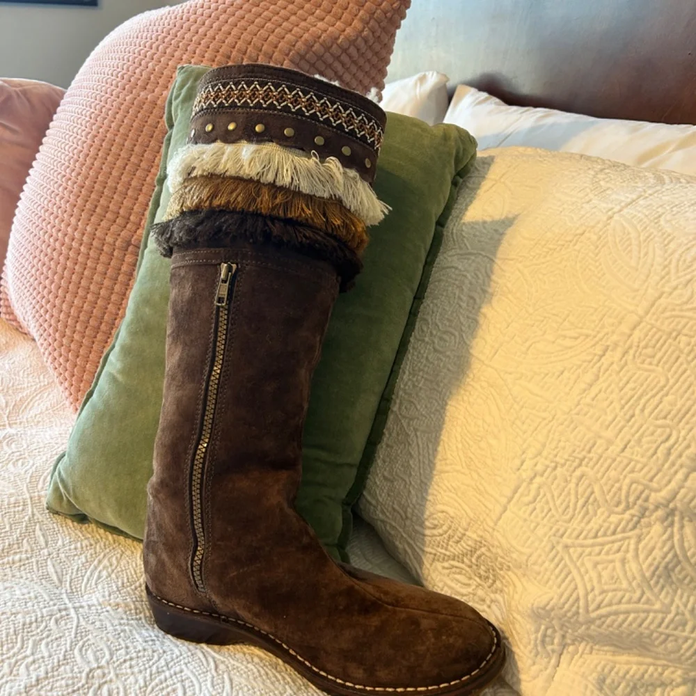 Ugg Brown and Tan Fringe Boots Size 8